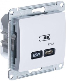Фото 1/3 Розетка USB Glossa тип C 65Вт QC PD высокоскор. ЗУ механизм бел. SE GSL000127