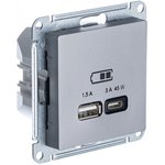 Розетка USB AtlasDesign тип A+C 45Вт QC PD высокоскор. ЗУ механизм сталь SE ATN000929