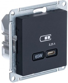 Фото 1/4 Розетка USB AtlasDesign тип C 65Вт QC PD высокоскор. ЗУ механизм карбон SE ATN001027