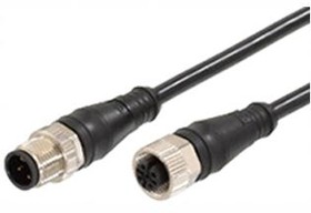 120066-8819, Cordset, Black, Straight, 4A, 22AWG, 2m, M12 Plug - M12 Socket, Conductors - 4