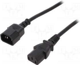 AK-440201-018-S, Cable; IEC C13 female,IEC C14 male; 1.8m; black; 10A; 250V