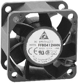 Фото 1/2 FFB0412VHN-F00, DC Fans DC Tubeaxial Fan, 40x28mm, 12VDC, Ball Bearing, 3-Lead Wires, Tachometer