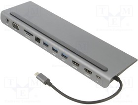 CU4705, Docking station; USB 3.0; 0.18m; black; 5Gbps; grey; 100W