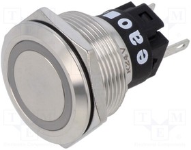 Фото 1/2 82-6151.0114, Indicator: LED; flat; red; 24VDC; 24VAC; O22mm; Body: silver