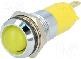 SWBU14122A, Индикат.лампа светодиод, вогнутый, желтый, 12 14ВDC, 12 14ВAC