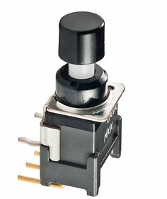 BB16AH-FA, Pushbutton Switches ON-ON .201 BLACK CAP RIGHT ANGL PC .4VA