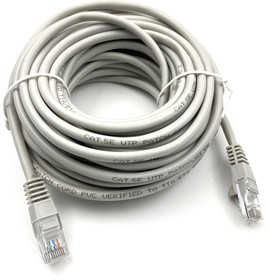 Фото 1/5 Патч-корд Buro UTP-5E-10M-G литой (molded), UTP, кат.5E, 10м, 4 пары, 26AWG, алюминий омедненный, многожильный, серый