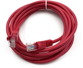 Фото 1/4 Патч-корд Buro UTP-5E-3M-R литой (molded), UTP, кат.5E, 3м, 4 пары, 26AWG, алюминий омедненный, многожильный, красный