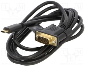 A-CM-VGAM-01, Адаптер; USB 3.1; D-Sub 15pin HD вилка,вилка USB C; 2м; черный