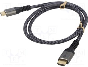 64996, Cable; HDMI 2.0; HDMI plug,both sides; PVC; textile; Len: 5m