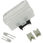 KP0115ACBKG03CJB, Pushbutton Switches OFF(ON)TACTILE RECT CLR/WHT CAP RED LED
