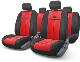 TT-902V BK/RD, Чехлы Autoprofi TT 9 пр. полиэстер/велюр 5 п/г AirBag черно-красные