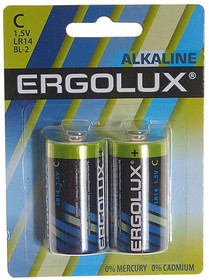 LR14 BL-2, Батарейка C LR14 1.5V блистер 2шт. (цена за 1шт.) Alkaline ERGOLUX