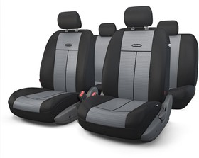 TT-902M BK/D.GY, Чехлы Autoprofi TT 9 пр. полиэстер/трикотажная сетка 5 п/г AirBag черные-т.серые