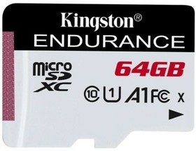 SDCE/64GB, Карта памяти microSDXC Kingston High Endurance (высокой надёжности), 64 Гб, UHS-I Class 10 U1 A1, без адаптера | купить в розницу и оптом