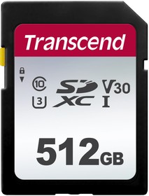 Фото 1/4 TS512GSDC300S, Transcend SDXC 300S, Карта памяти