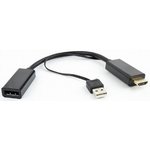 Конвертер HDMI- DisplayPort, Cablexpert DSC-HDMI-DP, HD19M+USBxHD20F, черный