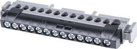 0 048 54, Distribution Block, 13 Way, 1.5 → 16 mm², 6 → 25 mm², 100A, 400 V ac, Black