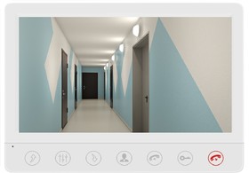 Фото 1/6 Видеодомофон для дома ALFA 7", цвет белый,сенсорные кнопки, подключение 2-х панелей и 2-х видеокамер