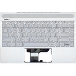 Клавиатура (топ-панель) для ноутбука HP Pavilion 13-AN серебристая с серебристым ...