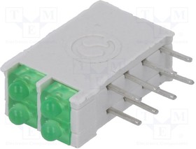 DBI02322, LED; в корпусе; зеленый; 1,8мм; Кол-во диод:4; 10мА; 38°; 2,1В