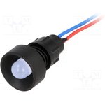 LB-D10-12AC/DC, Индикат.лампа: LED, вогнутый, 12ВDC, 12ВAC, Отв: d13мм, IP40