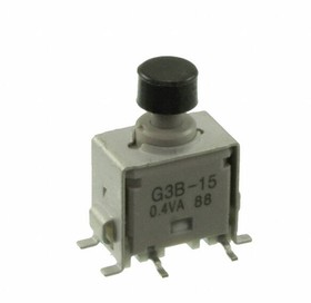 G3B15AB-S-YA, Pushbutton Switches ON(ON) STRT BRKT SMT BLACK CAP STICK-TUB