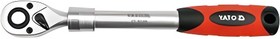Фото 1/3 YT-0299, Трещотка с пластмассовой ручкой 72 зуба, 1/2 inch, телескопическая 305-445 мм, держатель для подвеши