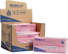 Фото 1/10 7444, WypAll Red Cloths for General Cleaning, Dry Use, Bag of 50, 416 x 245mm, Repeat Use