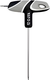 YT-05601, Ключ торцевой L-образный TORX T8 с отверстием, 100мм с эргономичной ручкой