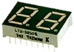 LTD-2601WC, Индикатор 7-сегментный 2Dig 7мм CA красный LowCur 600µcd