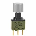 M2B15BA5G03-CH, Pushbutton Switches SPDT ON-(ON) PC .4VA PRCS SLD .4 GRY CAP