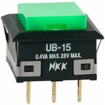 UB15KKG01N-F, Pushbutton Switches SPDT ON-(ON) GREEN