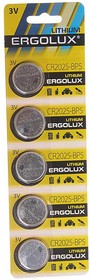 CR2025-BP5, Батарейка CR2025 3V таблетка (пульт сигнализации, ключ) блистер 5шт. (цена за 1шт.) Lithium ERGOLUX