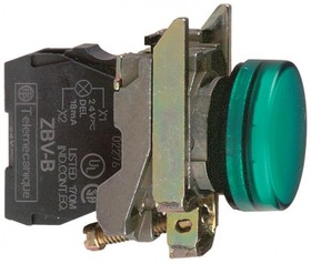 Фото 1/3 Schneider Electric XB4 Лампа сигнальная зеленая светодиодная 24В