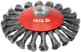YT4764, Щетка-крацовка дисковая витая с гайкой М14-125мм