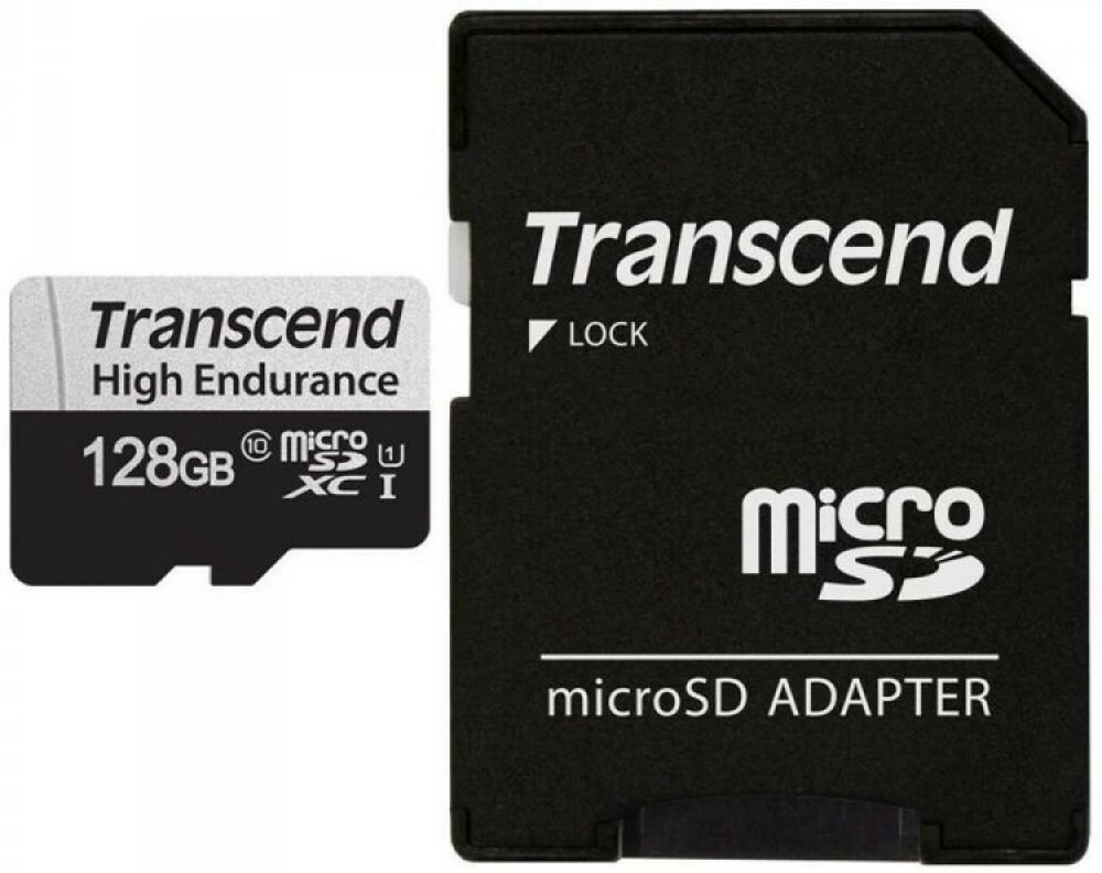 Карта памяти 128Gb MicroSD Transcend + SD адаптер (TS128GUSD350V) | купить  в розницу и оптом