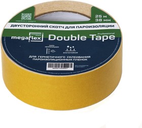Фото 1/3 двусторонняя клейкая лента для пароизоляции double tape (38 мм x 25 м) MEGDO.38.25