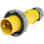 289, AM-TOP IP67 Yellow Cable Mount 3P Industrial Power Plug, Rated At 32A, 110 V