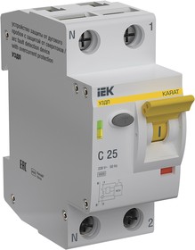 Устройство защиты от дугового пробоя с автоматическим выключателем 1P+N C 25A KARAT | KA-DP11-1-025-C | IEK