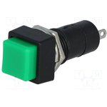PS-06GN-MONO, Переключатель кнопочный 1 SPST-NO зеленый -12мм