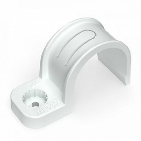 Крепеж-скоба пластиковая односторонняя для прямого монтажа белая в п/э д32 25шт PR13.0379