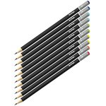 Набор чернографитных карандашей 10 шт, 3H-3B, заточенные, картонная упаковка BS01210