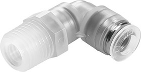 Фото 1/2 NPQP-L-R12-Q12-FD, NPQP Series Elbow Threaded Adaptor, R 1/2 Male to Push In 12 mm, Threaded-to-Tube Connection Style, 133060