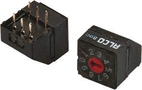 DRD10RAE04, Switch DIP N.O./N.C. SP10T 10 Flush Screwdriver 20VAC 20VDC 0.4VA PC Pins 2.54mm Thru-Hole Tube