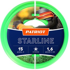 Леска Starline D1.6мм L15м 165-15-3 на пластиковой обойме блистерн. тип звезда зел. PATRIOT 805201051