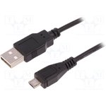 50521, Кабель, USB 2.0, вилка USB A, вилка microUSB B, 1м, черный