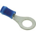 31906, PIDG Insulated Ring Terminal, M6 Stud Size, 1mm² to 2.5mm² Wire Size, Blue