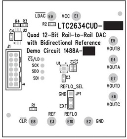 Фото 1/2 DC1488A-D, Data Conversion IC Development Tools Quad 12-/10-/8-Bit Rail-to-Rail DACs with 10ppm/ C Reference