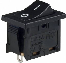 CWSA11AAN2S, ROCKER; SPST; Pos: 2; ON-OFF; 6A/250VAC; black; none; Rcont max: 20m?